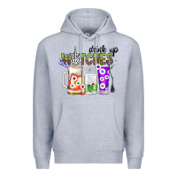 Heather Grey Drink Up Witches Premium Hoodie - CowhideDigitalArt