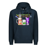 Navy Drink Up Witches Premium Hoodie - CowhideDigitalArt