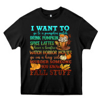 Black I want to Fall stuff Heavy Core Tee - NancyCooperArtShop
