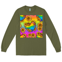 Army Green Pride lgbtq leopard hearts and sunflowers seamless Long Sleeve Tee - BundleAndBundleShop