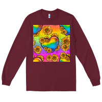 Burgundy Pride lgbtq leopard hearts and sunflowers seamless Long Sleeve Tee - BundleAndBundleShop