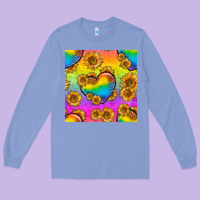 Pride Lgbtq Leopard Hearts And Sunflowers Seamless Long Sleeve Tee Designed By Bundleandbundleshop