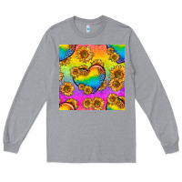 Heather Grey Pride lgbtq leopard hearts and sunflowers seamless Long Sleeve Tee - BundleAndBundleShop