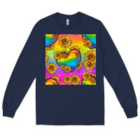 Navy Pride lgbtq leopard hearts and sunflowers seamless Long Sleeve Tee - BundleAndBundleShop