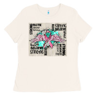Bone cancer ribbon with angel wings Ladies Tee - CowGirlArtShop