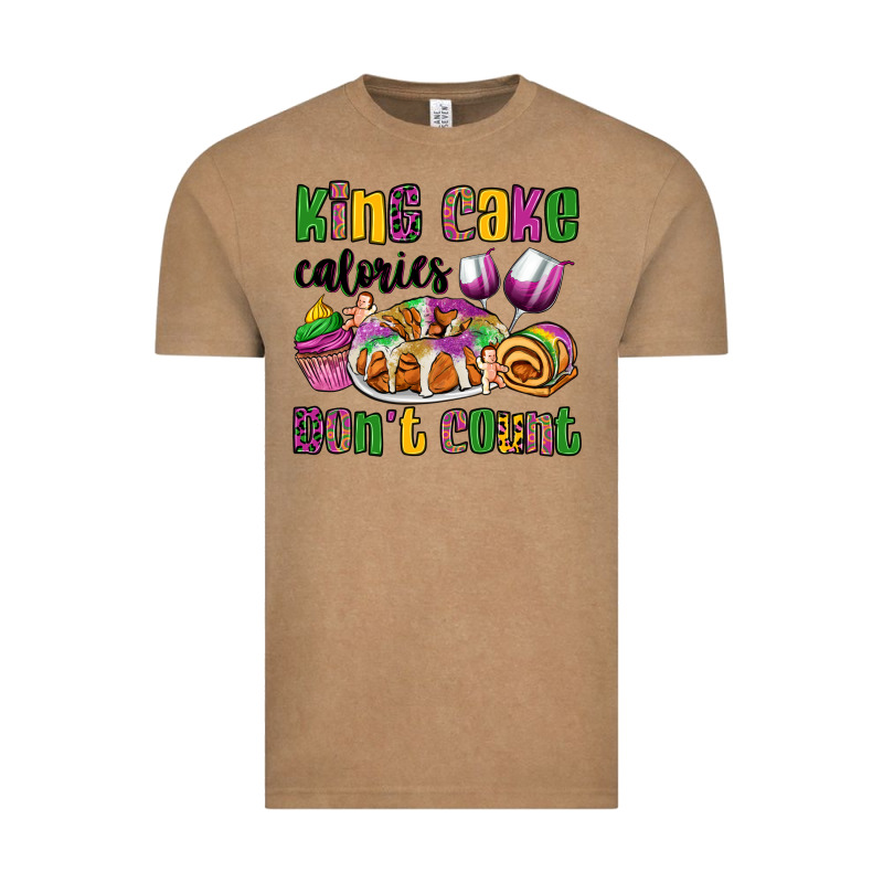 King Cake Calories Don't Count Mardi Gras Vintage Tee by OliviaCreatesArt | Teevron
