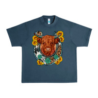 Midnight Navy western leopard cowhide cow horseshoe Urban Heavy Tee - OliviaCreatesArt