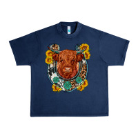 Navy western leopard cowhide cow horseshoe Urban Heavy Tee - OliviaCreatesArt