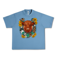 Pebble Blue western leopard cowhide cow horseshoe Urban Heavy Tee - OliviaCreatesArt