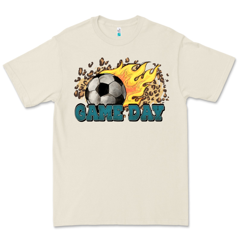 Game Day Soccer Leopard Flames Fireball Premium Tee by HowdyJamesFarm | Teevron