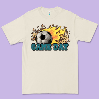 Game Day Soccer Leopard Flames Fireball Premium Tee Designed By Howdyjamesfarm