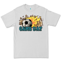 Dove Grey Game day Soccer leopard flames fireball Premium Tee - HowdyJamesFarm