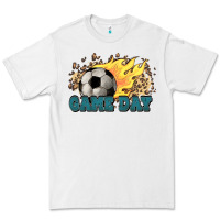 White Game day Soccer leopard flames fireball Premium Tee - HowdyJamesFarm