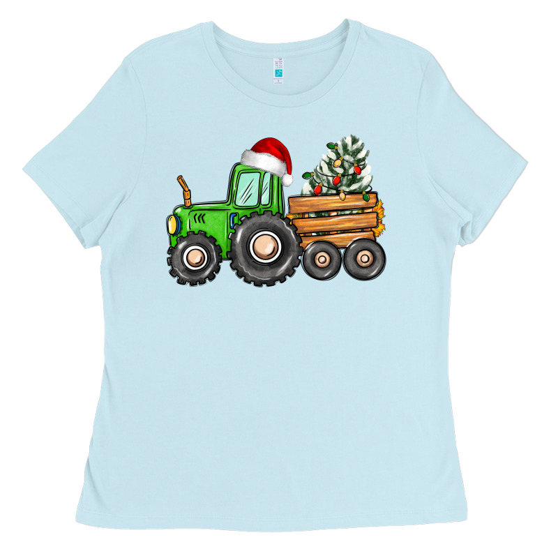 Christmas Tractor Ladies Tee by CowGirlArtShop | Teevron