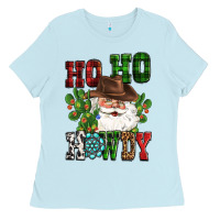 Baby Blue ho ho howdy santa Ladies Tee - CowGirlArtShop