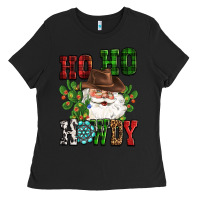 Black ho ho howdy santa Ladies Tee - CowGirlArtShop