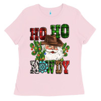 Bubblegum Pink ho ho howdy santa Ladies Tee - CowGirlArtShop