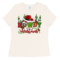 Bone howdy christmas cowboy hat Ladies Tee - CowGirlArtShop