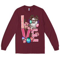 Burgundy Love Easter Long Sleeve Tee - BundleAndBundleShop