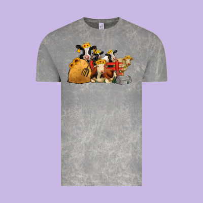 Cows With Sunflower Headbands Vintage Tee Designed By Jasminsmagicworld