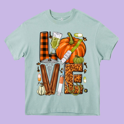 Fall Nurse Love Heavy Core Tee Designed By Nancycooperartshop