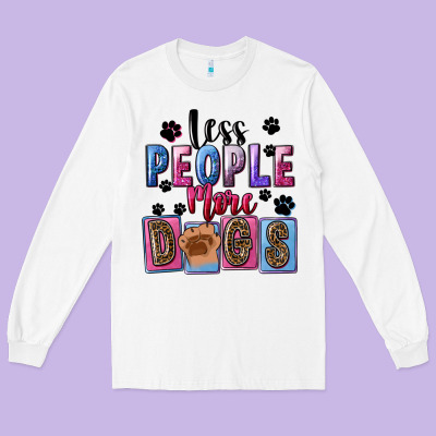 Less People More Dogs Long Sleeve Tee Designed By Fadigitalartstudio