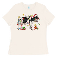 Bone christmas holstein cow Ladies Tee - CowGirlArtShop
