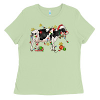 Matcha christmas holstein cow Ladies Tee - CowGirlArtShop