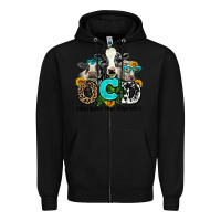 Black ocd obsessive cow disorder Zipper Hoodie - AdoDesignShop