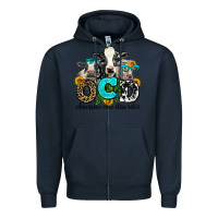Navy ocd obsessive cow disorder Zipper Hoodie - AdoDesignShop