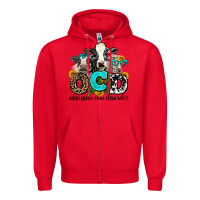 Red ocd obsessive cow disorder Zipper Hoodie - AdoDesignShop