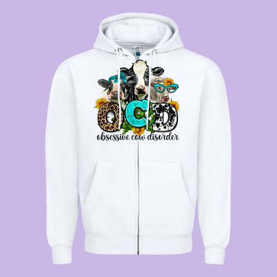 Ocd Obsessive Cow Disorder Zipper Hoodie Designed By Adodesignshop