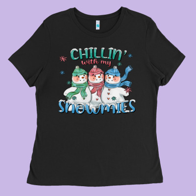 Chillin With My Snowmies Ladies Tee Designed By Cowgirlartshop