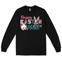 Black Happy Easter Y'all Long Sleeve Tee - BundleAndBundleShop