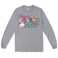 Heather Grey Happy Easter Y'all Long Sleeve Tee - BundleAndBundleShop
