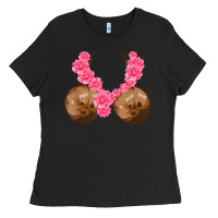 Black hawaiian coconut bra cool halloween flowery Ladies Tee - baoMotion