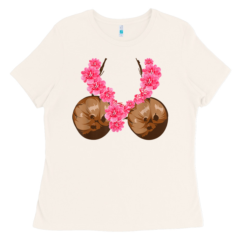 Hawaiian Coconut Bra Cool Halloween Flowery Ladies Tee by baoMotion | Teevron