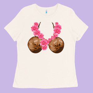 Hawaiian Coconut Bra Cool Halloween Flowery Ladies Tee Designed By Baomotion