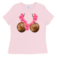 Bubblegum Pink hawaiian coconut bra cool halloween flowery Ladies Tee - baoMotion
