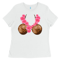 White hawaiian coconut bra cool halloween flowery Ladies Tee - baoMotion