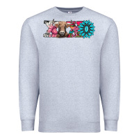 Heather Grey xoxo braunvieh cow Premium Sweatshirt - AdoDesignShop