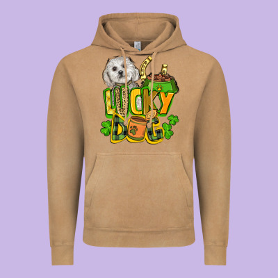 Lucky Dog St. Patrick's Vintage Hoodie Designed By Fadigitalartstudio