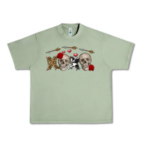 Oil Green Xoxo Valentine skulls Valentine's Day Urban Heavy Tee - FaDigitalArtStudio