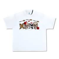 White Xoxo Valentine skulls Valentine's Day Urban Heavy Tee - FaDigitalArtStudio