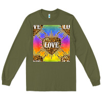 Army Green Pride lgbtq leopard love heart seamless pattern Long Sleeve Tee - BundleAndBundleShop