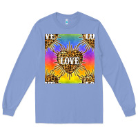 Colony Blue Pride lgbtq leopard love heart seamless pattern Long Sleeve Tee - BundleAndBundleShop