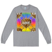 Heather Grey Pride lgbtq leopard love heart seamless pattern Long Sleeve Tee - BundleAndBundleShop