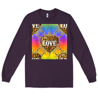 Plum Pride lgbtq leopard love heart seamless pattern Long Sleeve Tee - BundleAndBundleShop