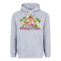 Heather Grey easter bunny with carrots and daisy Heavyweight Hoodie - AdoDesignShop