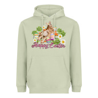 Matcha easter bunny with carrots and daisy Heavyweight Hoodie - AdoDesignShop